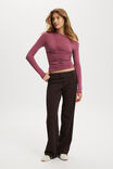 Nikki Gathered Long Sleeve Top, RICH PLUM - example image 2