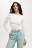 Lexa Gathered Long Sleeve Top, NATURAL WHITE - alternate image 1