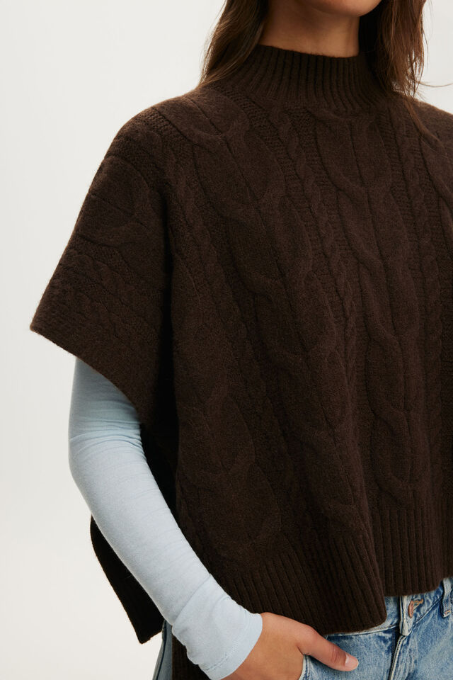 Cable Poncho, DARK OAK