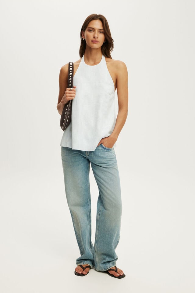Haven Halter Top, JAMIE STRIPE ICED MARINE