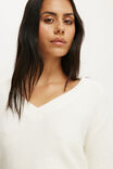 Softest Luxe Cinched V Neck Knit, PORCELAIN - example image 4