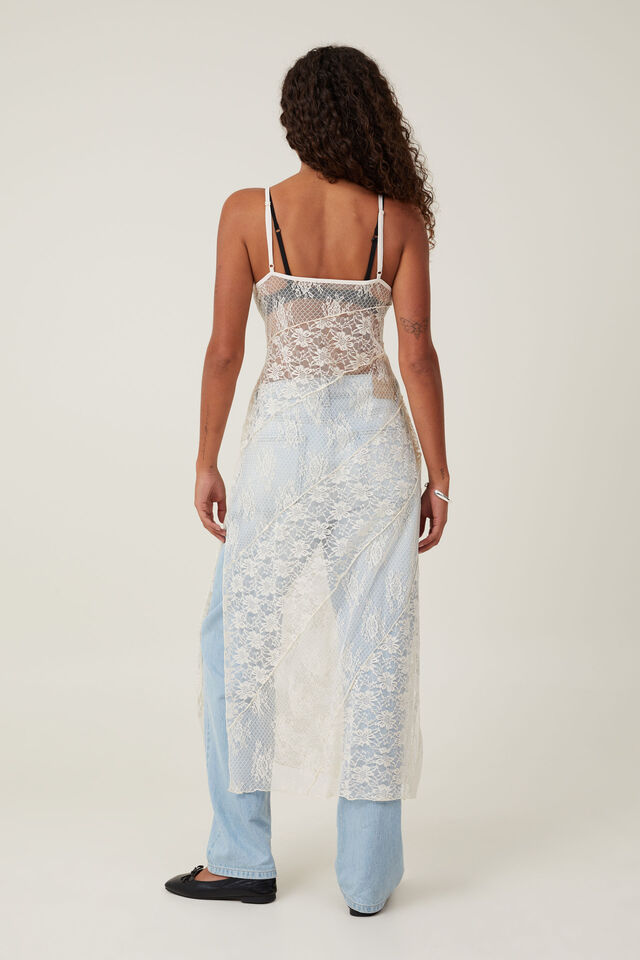 Vestido - Spliced Lace Maxi Dress, COCONUT