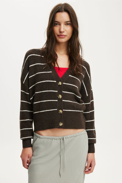 Softest Luxe Oversized Cardi, DARK OAK STRIPE