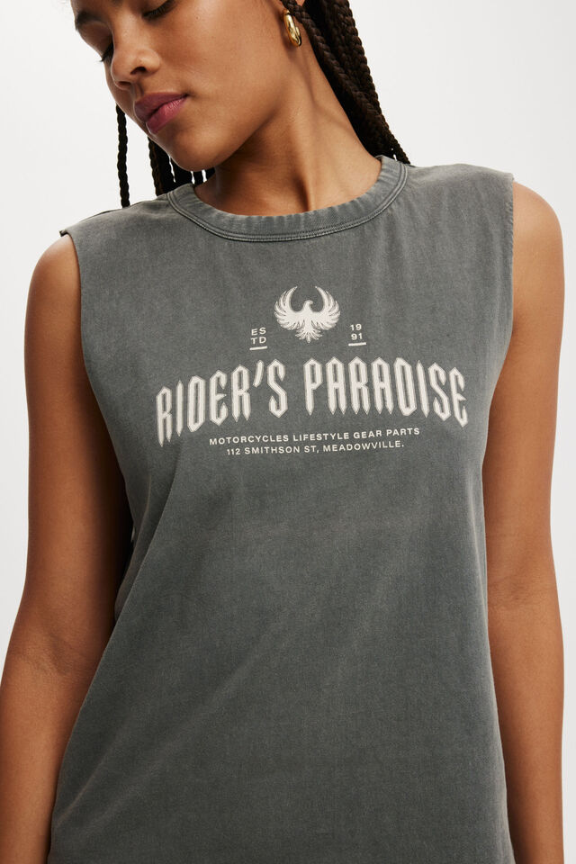 Muscle Graphic Tank, RIDERS PARADISE/GRAPHITE