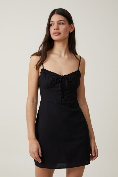 Taylor Strappy Mini Dress, BLACK