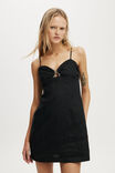 Luxe Linen Strappy Dress, BLACK - example image 2
