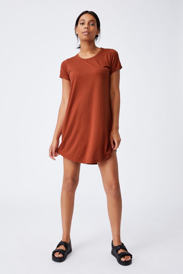 Tina Tshirt Dress 2, EARTHY RED