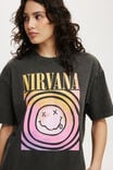 The Lcn Boxy Graphic Tee, LCN MT NIRVANA FACE/WASHED BLACK - alternate image 2