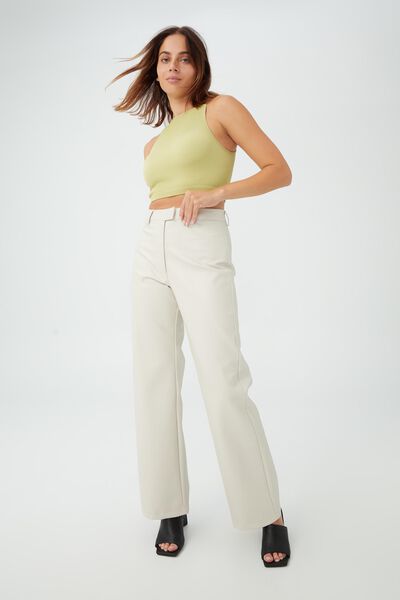 Arlow Faux Leather Pant, STONE