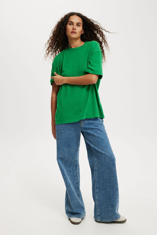 The Boxy Oversized Tee, WASHED IVY LEAF