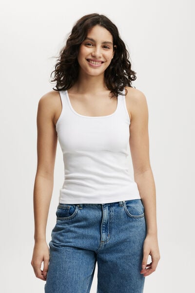 Byron Scoop Tank, WHITE