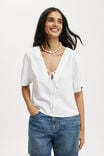 Haven Tie Front Short Sleeve Top, WHITE - alternate image 1