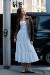 Aria Corset Detail Midi Dress, WHITE - alternate image 1