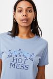 Classic Slogan T Shirt, HOT MESS/SKY BLUE