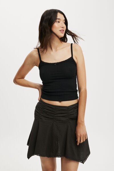 Georgie Hanky Hem Mini Skirt, WASHED BLACK