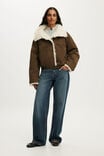 Quinn Fur Lined Jacket, WASHED OLIVE - example image 2