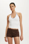 Halter Knit With Contrast Bind, WHITE ROMEO BLUE - example image 2