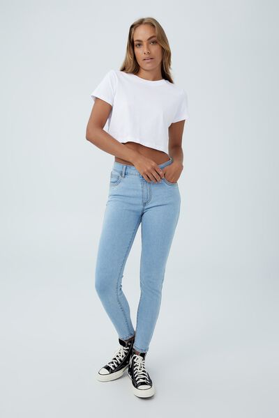 Mid Rise Cropped Skinny Jean, WAVE BLUE