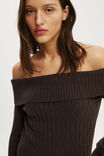 Lotus Off Shoulder Knit, DARK OAK - example image 4
