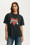 Fleetwood Mac Music Boxy Graphic Tee, LCN WMG FLEETWOOD MAC HEART / WASHED BLACK - example image 1