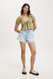 Mila Tie Front Short Sleeve Top, DESERT KHAKI - alternate image 2