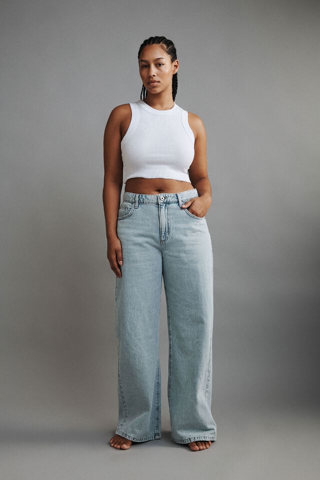 Relaxed Wide Leg Jean, PALM BLUE