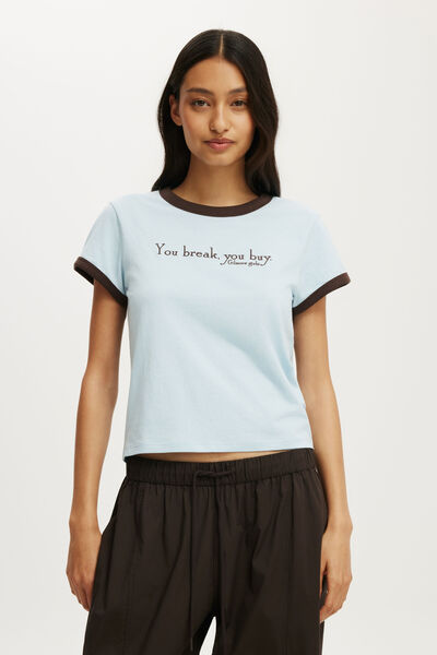Lcn Original Graphic Tee, LCN WB GILMORE GIRLS YOU BREAK YOU BUY / BLUE