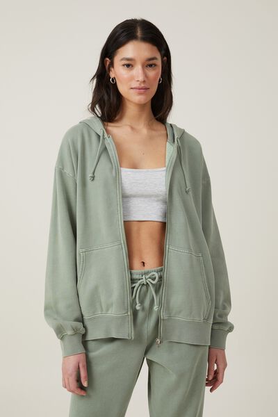 Classic Washed Zip-Through Hoodie, WASHED SAGE