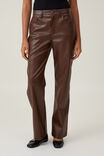 Faux Leather Straight Jean, BROWN - alternate image 4