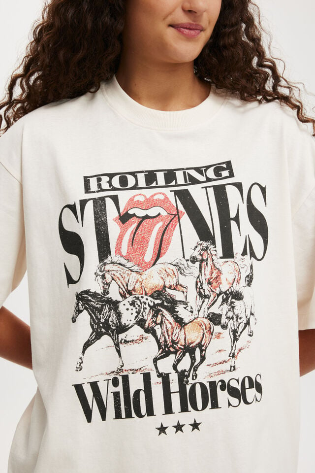 Rolling Stones Boxy Graphic Tee, LCN BR ROLLING STONES WILD HORSES/PORCELAIN