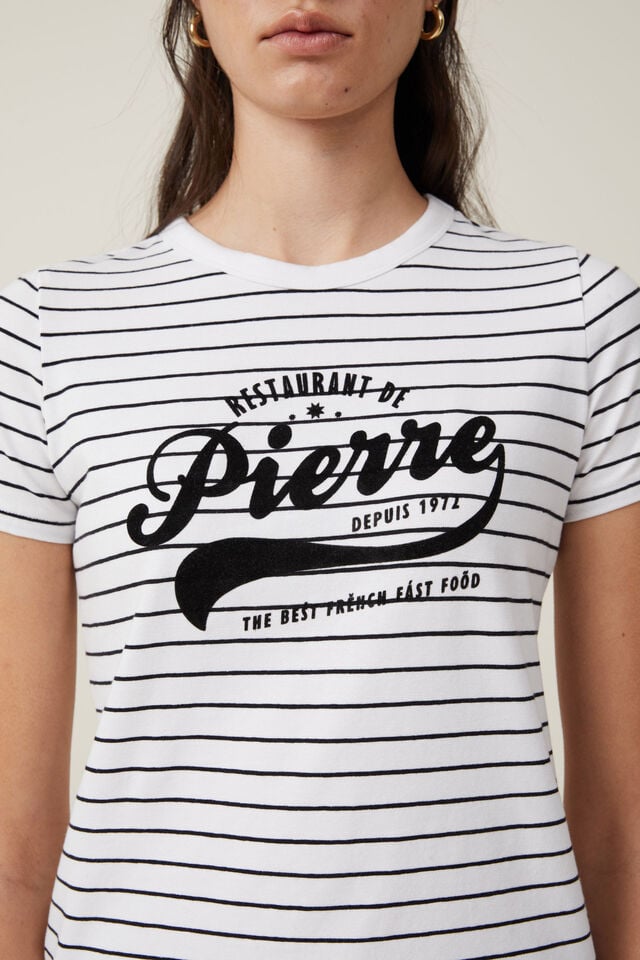 Fitted Graphic Longline Tee, PIERRE/WHITE STRIPE