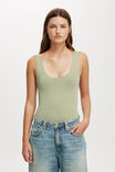 Cleo Scoop Neck Low Back Bodysuit, ARTICHOKE - alternate image 1