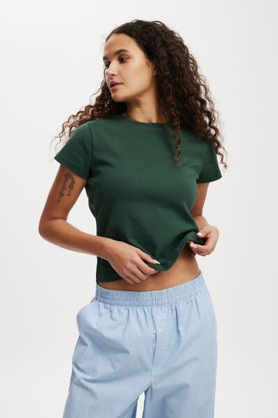 90S Baby Tee, PINE FOREST GREEN