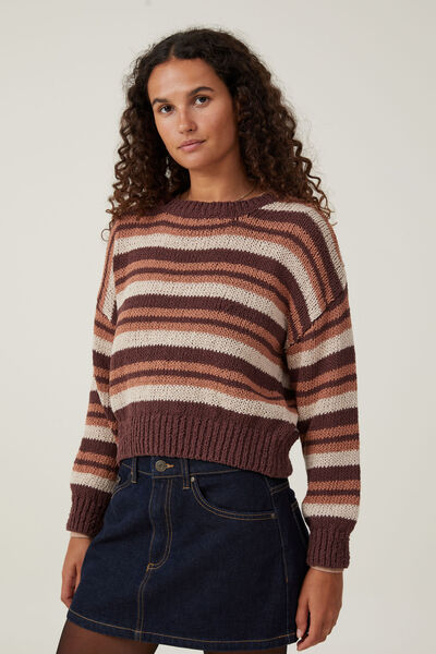 Boucle Pullover, RUSTIC SIENNA STRIPE