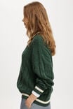 Cotton Crew Neck Pullover, PINE FOREST TIPPING/ CABLE - alternate image 4