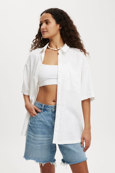 Blusa - Haven Short Sleeve Shirt, WHITE