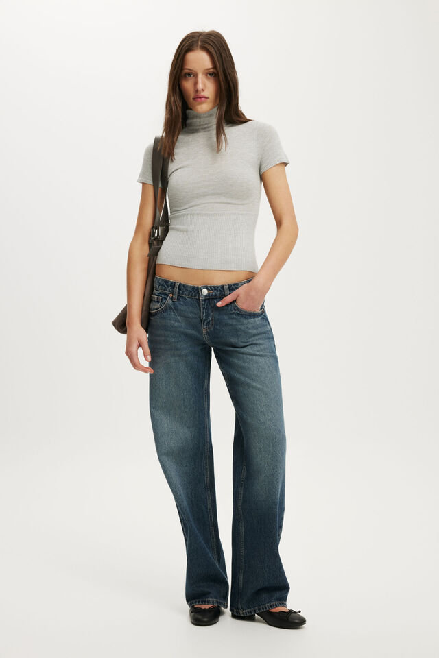 Close Knit Ss Roll Neck, GREY MARLE