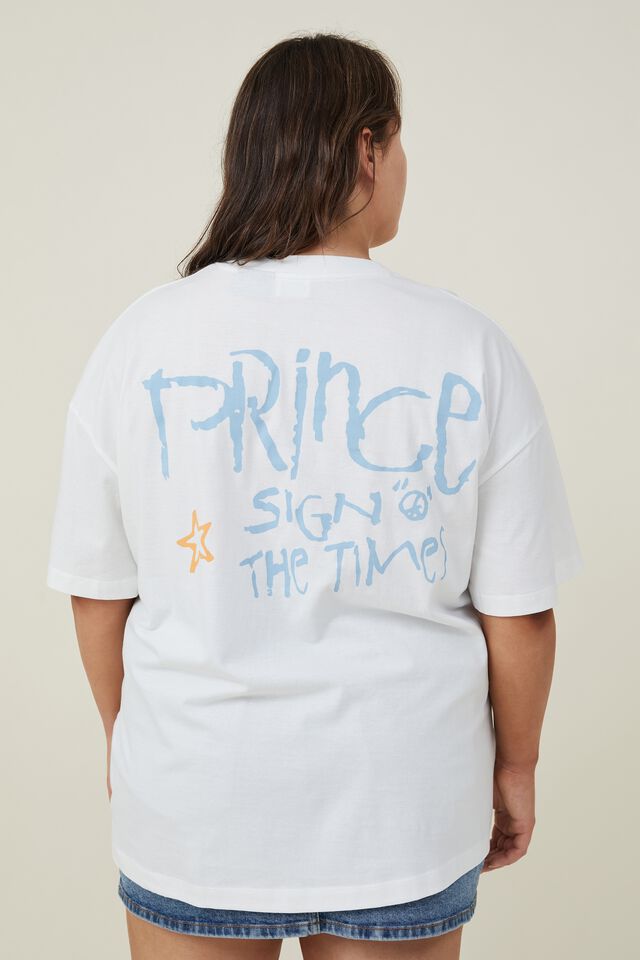 Curve Oversized License Graphic Tee, LCN MT PRINCE SIGN O THE TIMES/VINTAGE WHITE