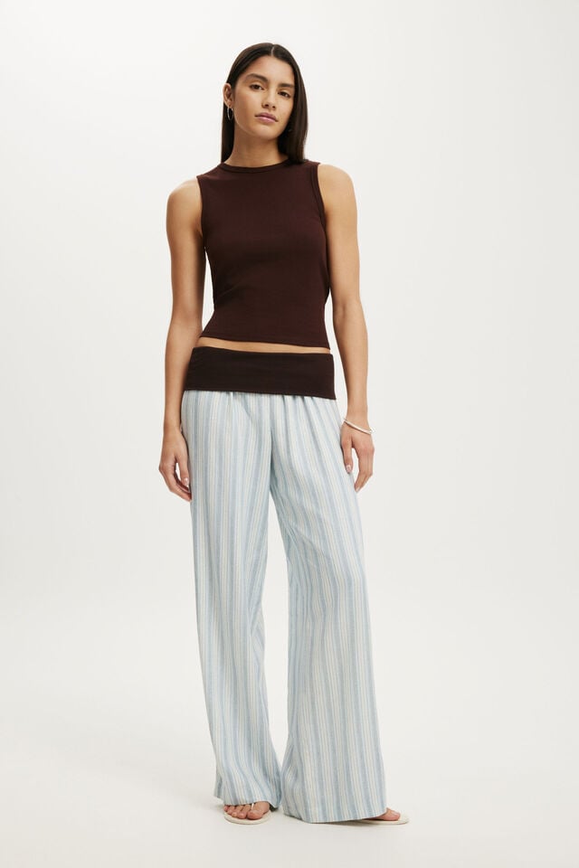 Haven Fold Over Pant, AVA STRIPE BLUE
