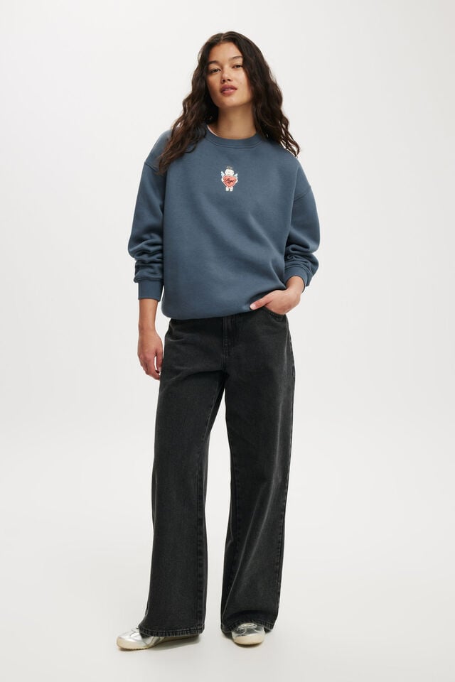 Classic Graphic Crew Sweatshirt, ANGEL HEART/SLATE BLUE