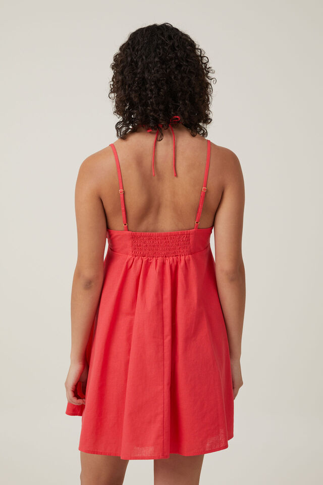 Isla Beaded Halter Mini Dress, SUMMER RED