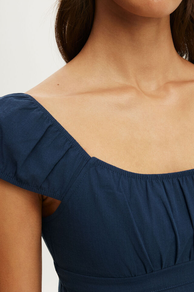 Tie Back Babydoll Top, SHADOW NAVY