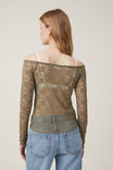 Camiseta - Shae Lace Off The Shoulder Long Sleeve, WOODLAND - vista alternativa 3