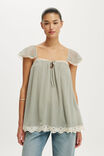 Florence Flutter Sleeve Tunic, GREY/CREAM LACE - example image 2