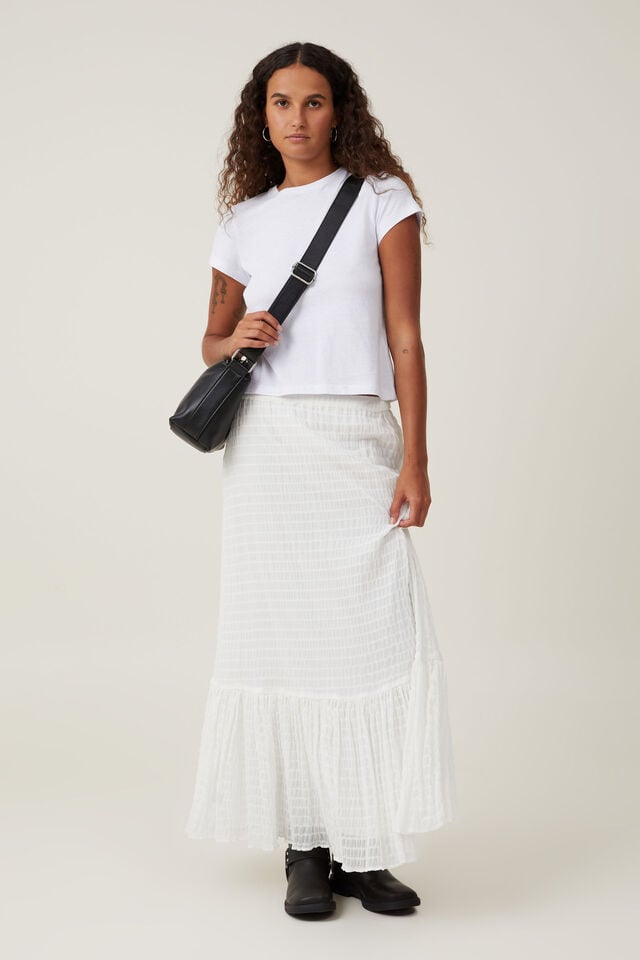 Saia - Lennie Tiered Maxi Skirt, WHITE