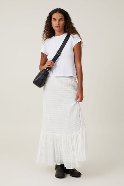 Lennie Tiered Maxi Skirt, WHITE