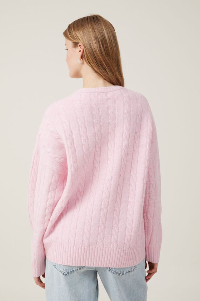 Luxe Pullover, PINK CABLE