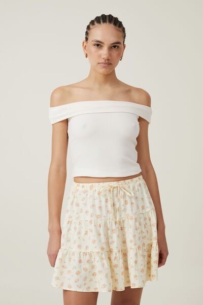 Haven Tiered Mini Skirt, INDRA DITSY BUTTER