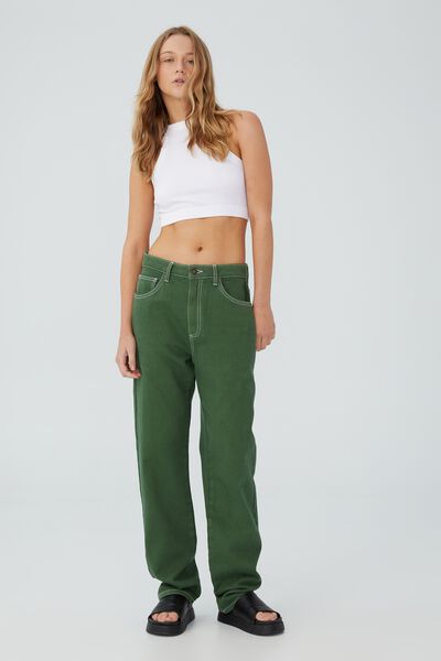 Long Straight Jean, FOREST GREEN