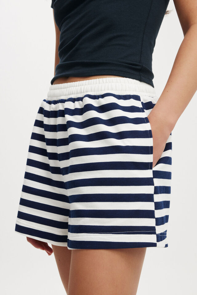 Classic Fleece Summer Sweat Short, BASIC STRIPE COOL NAVY